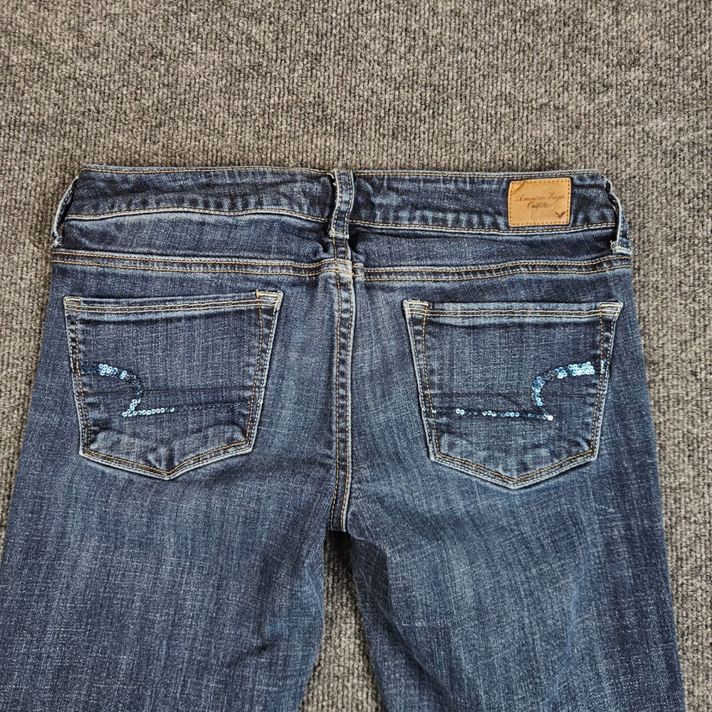 American Eagle Skinny Kick Jeans Women's 8 LONG Dark Wash Low Rise Stretch Denim - Picture 11 of 11